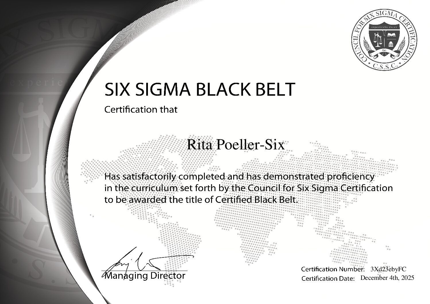 Six Sigma Black Belt Zertifikat - mein Hintergrund